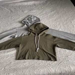 Two Hoodies with Drawstring olive/gray